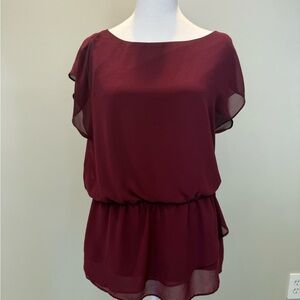 Ann Taylor Garnet Flutter Sleeve Blouse